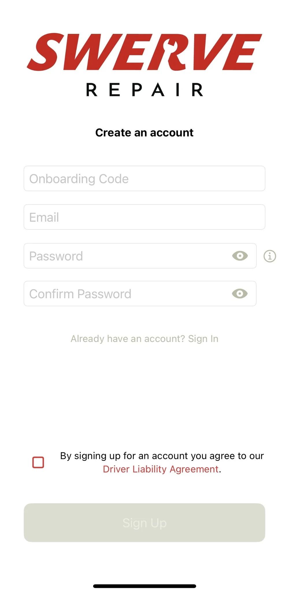 Swerve Driver app active deliveries screen