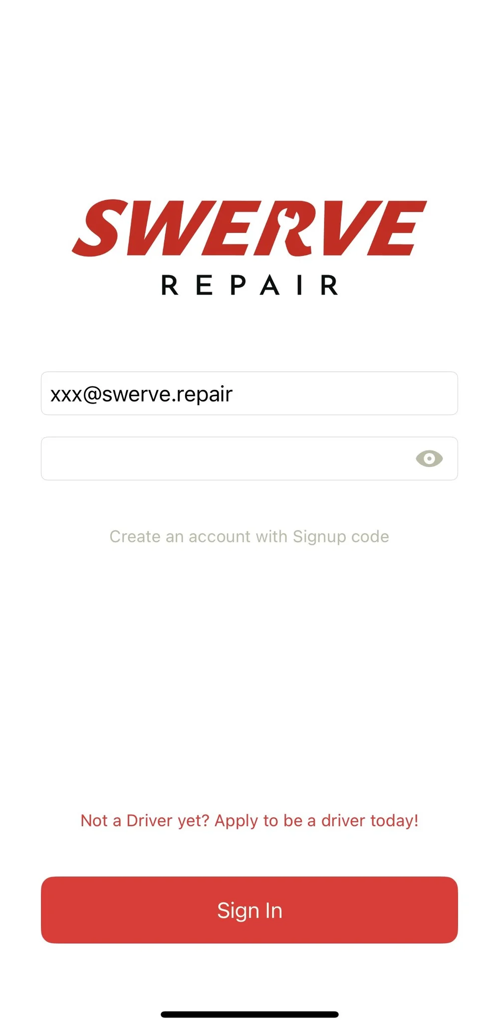 Swerve Driver app available routes screen